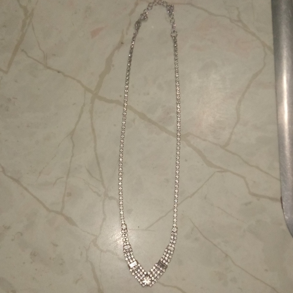 Cubic Zirconia Necklace 18.5in Long